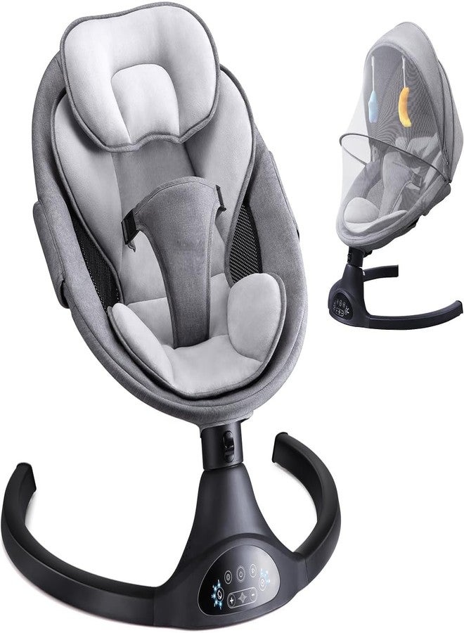 GNOLY أرجوحة أطفال أوتوماتيكية من غنولي بخمس سرعات تأرجح، مقعد استرخاء ناعم، مؤقت، جهاز تحكم عن بعد، موسيقى وشبكة | مهد هزاز للأطفال الرضع مع ألعاب | من 0 إلى 10 كجم | تصميم قابل للطي (قطعة واحدة) - Image 1